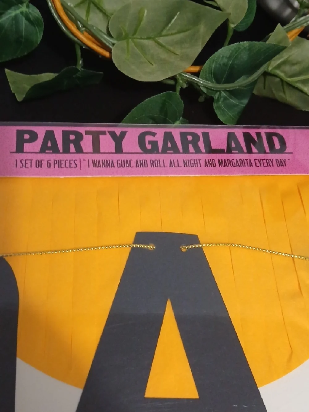 Festive Yellow and Black Party Garland Banner NIB